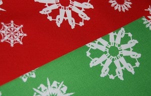 Image of Christmas Snow Flake Vintage Style Cotton Fabric Quilt Fabric TWO COLORWAYS AVAILABLE