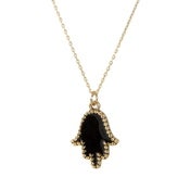 Image of Black Enamel Hamsa Necklace