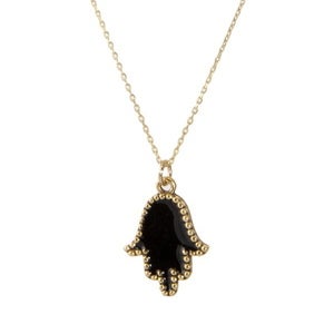 Image of Black Enamel Hamsa Necklace