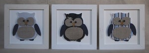 Image of Love-Ly Little Owls - Blue 17x17cm Set of 3