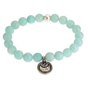 Image of Silver Lotus & Amazonite Bead Bracelet