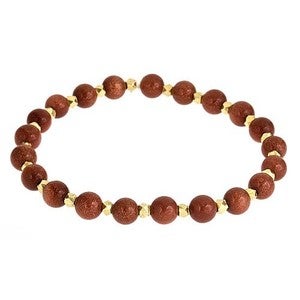Image of Stone & Gold Nugget Bead Bracelet