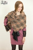 Image of Miss Patina Classic Check Pattern Wool Mix Shawl/ Scarf (Brown)