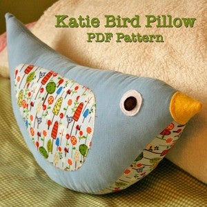Image of Katie Bird Pillow PDF Sewing Pattern