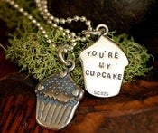 Image of Cupcake sterling charm, that says"You're my Cupcake" on the back!