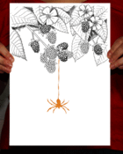 Image of Blackberry & Gold Spider Print