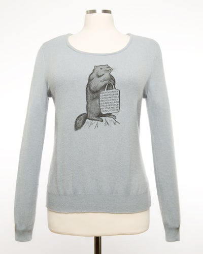 Image of "Mr. Chuck"  Womens Cashmere Sweater -   Slate Blue