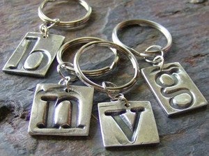 Image of Fine silver initial key chain