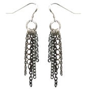 Image of Mixed silver chain drop earrings