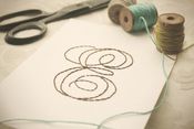 Image of Hand-Stitched Single Initial Monogram 5x7 Art
