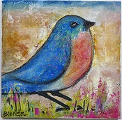 Image of Blue Bird Study #1 Original Painting 6X6"