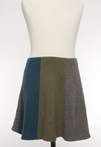 Image of Girls Cashmere Skirt - Green/Dark Grey/Turquoise