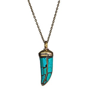 Image of Turquoise & Brass Horn Necklace