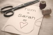 Image of You + Me Equals Love Personalized w/ Your Names 5x7 Hand-Stitched Embroidery Wall Art