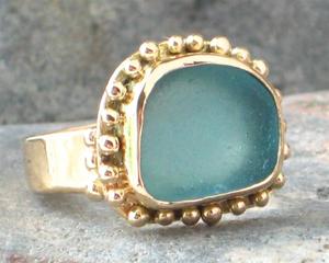 Image of Maine Aqua Seaglass Ring