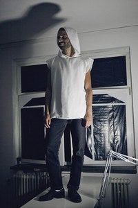 Image of White sleeveless hoodie