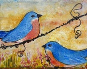 Image of Pair of Blue Birds Original Painting