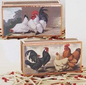 Image of Vintage Chicken Matchbox Bantam, Game Hen's & Spangled Polish