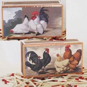 Image of Vintage Chicken Matchbox Bantam, Game Hen's & Spangled Polish