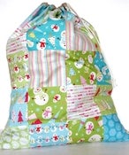 Image of Patchwork and Linen Santa Sack ~Lime Frosty