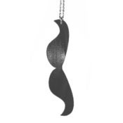 Image of  JACK Moustache Necklace/Earrings made from a recycled vinyl record.