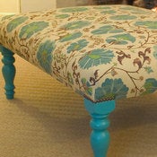 Image of Large Magazine Stool with Zarafshan turquoise/lime and Chinese turquoise painted legs