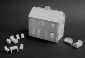 Image of Pop-up archival white paper dollhouse (1/4 scale)