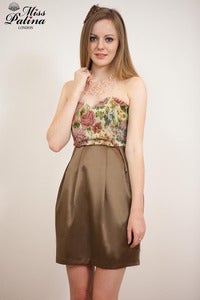 Image of Miss Patina Vintage Brocade Cocktail Dress (Brown Buttom)