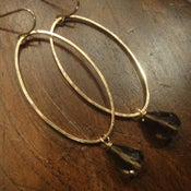 Image of Oval hoop with smoky quartz drop