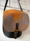 Image of Medium Leather Satchel - Black and Tan "Melbourne City"