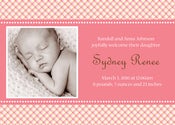 Image of Pinkish Plaid Birth Announcements