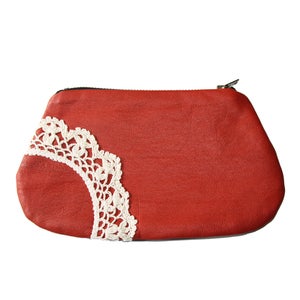 Image of Red Leather Coin Purse by Mina + Oli