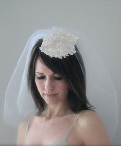 Image of Ava - Illusion veil & alencon lace headpiece