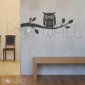 Image of Wall Decal Giggle and Hoot Style -Owl on Branch Theme - 047 Vinyl Wall Decal Sticker