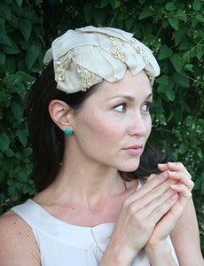 Image of Claire - Late 1950's Vintage Bridal Hat in Champagne 