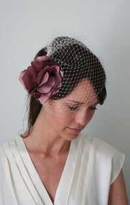 Image of Leland - Handmade Silk Flower paired with Bridal Birdcage Veil
