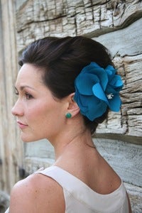 Image of Bella II - Handmade Silk Flower in Turquoise 