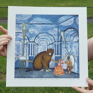 Image of Artists' print - We recognise this scene set with its moon above...