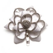 Image of Zipper Pin (white: shiny-silver or black teeth)