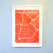 Image of Red Silk-Screen Printed Map of LA