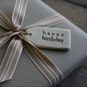 Image of ceramic small tag - happy birthday