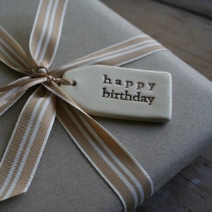 Image of ceramic small tags - happy birthday/thinking of you... etc