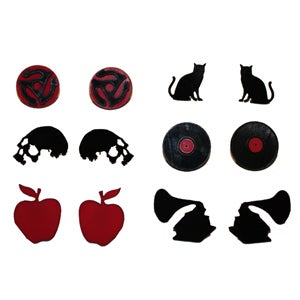 Image of Stud Earrings made from recycled vinyl records.