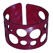 Image of Circles Bracelets cut out of recycled BLACK and RED vinyl records.