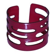 Image of Tubes Bracelets cut out of recycled BLACK and RED vinyl records.