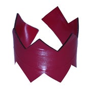 Image of Zigzag Bracelets cut out of recycled BLACK and RED vinyl.