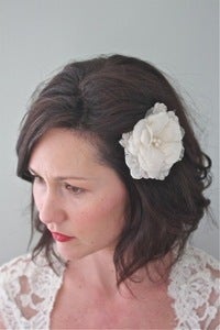 Image of Ettie - Petite silk flower with alencon lace and pearl center