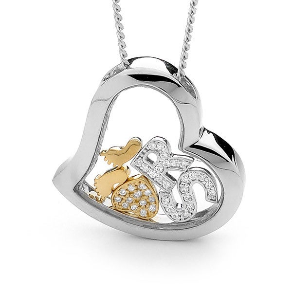 Image of Custom Letters Heart PendantSterling Silver with 9ct Solid Gold 