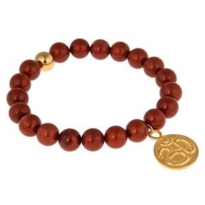 Image of Lotus & Om Red Jasper Bead Bracelet