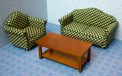 Image of Dollhouse Green Check Sofa Lounge Set